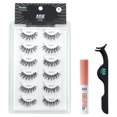 Imagem de AOA Studio 6 pares de cílios postiços reutilizáveis feitos à mão da Alexis com cola e pinça, 100% feito à mão sem crueldade