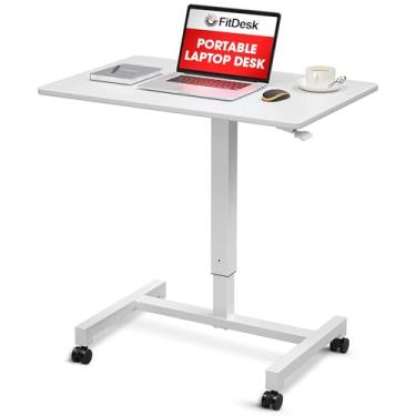 Imagem de FitDesk Mesa ajustável de altura – mesa de laptop pneumática, mesa de trabalho de escritório portátil, mesa de trabalho de mesa, organizador de estações de trabalho móveis, mesa de escritório portátil