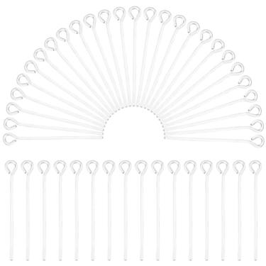 Imagem de Beebeecraft 100 pinos de olho aberto, 2,5 cm de prata esterlina 925 banhado a latão para fazer joias, artesanato, miçangas, colar, pulseira, 0,7 mm