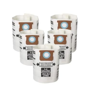 Imagem de Pacote com 5 para Shop Vac Sacos de 5 a 8 galões, para Tipo E - 90661 9066133; Tipo H 90671 9067133; VF2004, VHBS VDBS HEPA Sacos de filtro descartáveis para aspirador de pó, branco