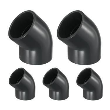 Imagem de DTGN 1 peça 2 1/5.1 cm 45° cotovelo de PVC, encaixe de tubo de PVC de grau de mobiliário bidirecional SCH80, conector de cotovelo de canto DIY para móveis de construção, conexão de estrutura de estufa