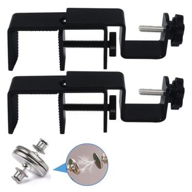 Imagem de LAZTZQ Suporte Para Haste De Cortina Persianas Externas, Trilho Largo 1,3 A 2 Polegadas, Sem Ferramentas E Furadeiras, Com Guia Instalação Fivela Magnética Cortinas (Preto, Pacote 2)