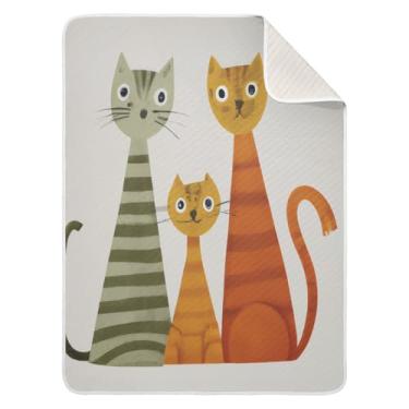 Imagem de Qilmy Patch Kitties Cobertor de bebê 76 x 101 cm, cobertor infantil de algodão macio para meninos e meninas, cobertor leve e quente para bebês e bebês recém-nascidos
