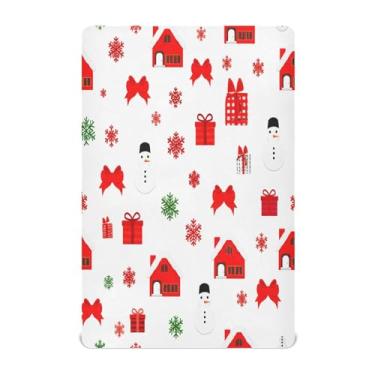 Imagem de Qilmy Lençóis de berço de Natal com flocos de neve e bonecos de neve, de microfibra, macio, respirável, elástico, para meninos e meninas, miniberço, 99 cm x 68,5 cm, capa de colchão infantil portátil