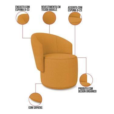 Imagem de Namoradeira E 2 Poltronas Orgânica Para Sala Malu Bouclê Mostarda M11 - D'rossi