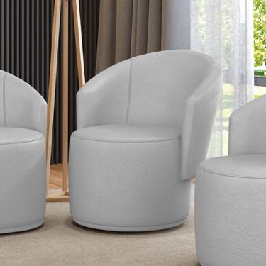 Imagem de Poltrona Decorativa Orgânica Fixa Para Sala Malu Sintético Cinza M11 - D'rossi