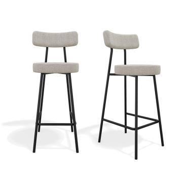 Imagem de Conjunto 02 Banquetas Altas Bock Linho Cinza - Ssx Multicoisas