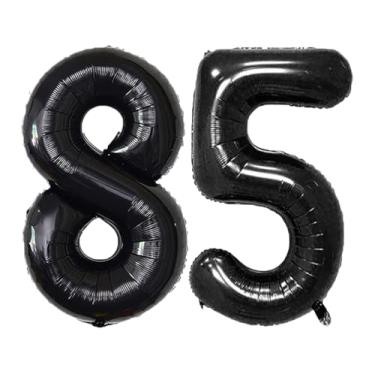 Imagem de GFIURNJVVBJH Balão gigante jumbo número 85 número 101 cm para decoração de festa de aniversário de 85 anos, celebração de formatura, aniversário de casamento, preto, 85