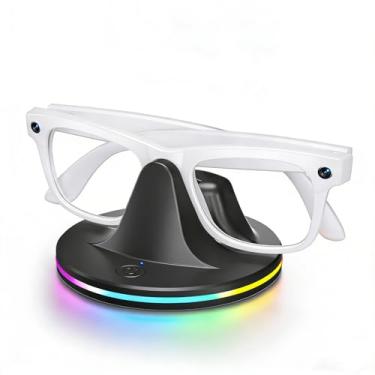Imagem de Base de carregamento RGB para óculos inteligentes Ray-Ban Meta, compatível com modelos Wayfarer/Skyler/Headliner/Oakley HSTN Series apresenta indicador de status de energia LED e cabo de carregamento