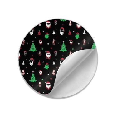 Imagem de Ladrilho Decorativo de Cerâmica Natalino com Estampa de Papai Noel e Árvores Verdes e Vermelhas