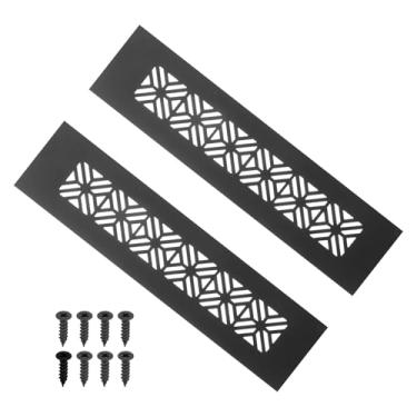 Imagem de PATIKIL Capa de ventilação de porta de 20 x 5 cm, 2 peças de capa de ventilação de grade de alumínio resistente com parafusos de montagem para porta de guarda-roupa de armário, preta