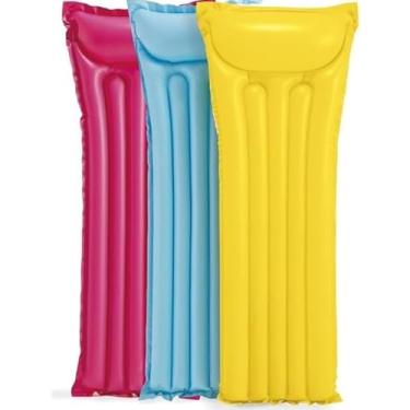 Imagem de Colchão Inflável para Piscina, 183x69cm, PVC, com Encosto para Cabeça, Cores Sortidas