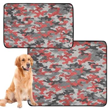 Imagem de Almofada de camuflagem vermelha preta cinza reutilizável para gatos para animais de estimação para cães tapete impermeável para gaiolas absorventes de cachorro, almofadas de penico, médio + grande