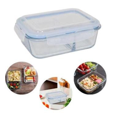 Imagem de Kit 03 Potes Vidro Retangular 1040Ml Hermético Livre De Bpa - Global M