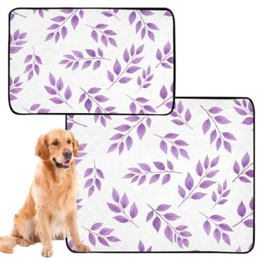 Imagem de Almofadas de xixi laváveis para cães, flores em aquarela, roxo, floral, tapete reutilizável, absorvente para cães, tapete impermeável para gaiola de cachorro, médio + grande, conjunto de 2