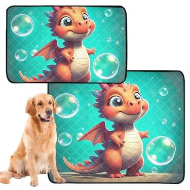 Imagem de Almofada para animais de estimação fofa de dragão colorido extragrande lavável para cães tapete impermeável para gaiola de cachorro absorventes almofadas de treinamento para penico, pequeno x pacote