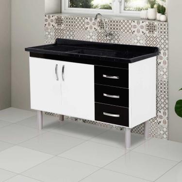 Imagem de Armário Para Cozinha Tóquio 5392 116,2cm 3 Gavetas Rorato Preto