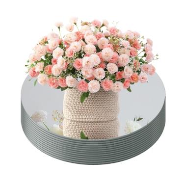 Imagem de VSAR House Centros de mesa de espelhos redondos de 20 cm, 12 peças de centro de mesa de espelho de vidro, bandejas de espelho com pés acolchoados para decorações de casamento, conjunto de espelhos de