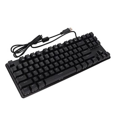 Imagem de Cryfokt Teclado Mecânico Blue Switch Teclado Ergonômico Com Luz de Fundo de Injeção de Duas Cores para Laptop Preto, Com Fio para Mecânico de Computador (87 teclas) para Entusiastas de Jogos