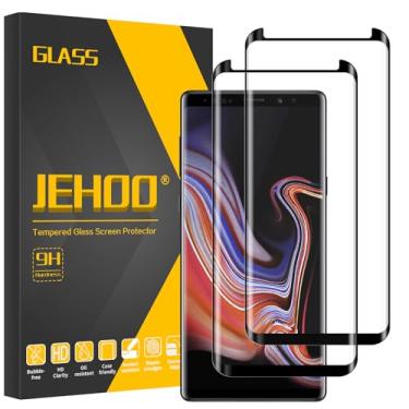 Imagem de JEHOO [Pacote com 2] Protetor de tela para Samsung Galaxy Note 9, suporta impressão digital, filme de vidro temperado 9H, fácil instalação, sem bolhas