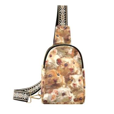 Imagem de CEBUGI Pochete feminina transversal de couro para porquinho-da-índia para caminhadas, viagens ao ar livre