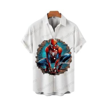Imagem de Camisa Casual De Manga Curta Com Estampa 3D Do Homem-Aranha Para Homen