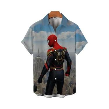 Imagem de Camisa Casual De Manga Curta Com Estampa 3D Do Homem-Aranha Para Homen
