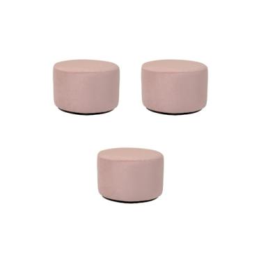 Imagem de KIT 3 Puff Infantil Encantus Banqueta Multiuso Para Quarto Espaço Kids Sala pés antiumidade - Banco Redondo/Suede - Cores (3 ENCANTUS ROSE)