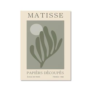 Imagem de Impressão de arte de parede verde sálvia Matisse arte de parede abstrato mercado de flores Picasso exposição pôsteres minimalistas linha arte folha boho decoração de quarto (SKU4,40.6x50.8 cm =