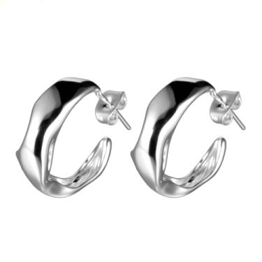 Imagem de FLORA BRINCO ARGOLA ONDULADO 18MM BRINCOS DA MODA FEMININA