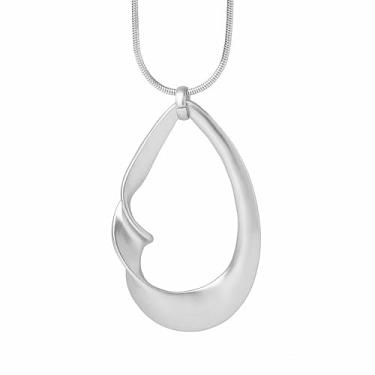 Imagem de Zuvexe Colares femininos com pingente longo, corrente de cobra, prata, ousada, corrente de coração, lágrima, borla, espiral, suéter, corrente de dois tons, joia grossa, Metal, Sem Pedra Preciosa