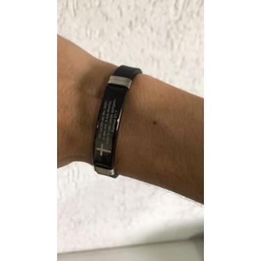 Imagem de Pulseira Lifetoyou em aco cromado e silicone salmos 91 (preta)