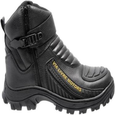 Imagem de Coturno Masculino Motociclista Couro Legítimo Bota Resistente-Masculino