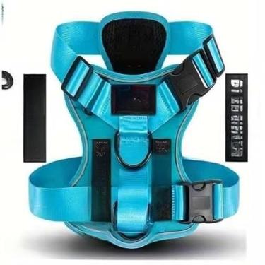 Imagem de Peitoral Ajustável Refletivo para Cachorro Porte Médio e Grande, Colete Reforçado Confortável com Regulagem e Segurança(Azul,G (L))