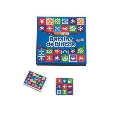 Imagem de Batalha de Blocos, Jogo de Tabuleiro Estratégico, Blocos Coloridos Geométricos, 2-4 Jogadores, 30 Minutos de Jogo, Ideal para Família, Material em Papelão, 25x25cm