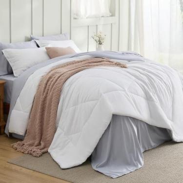 Imagem de Juego de Edredón Bedsure King Reversible Blanco/Gris 7 Piezas