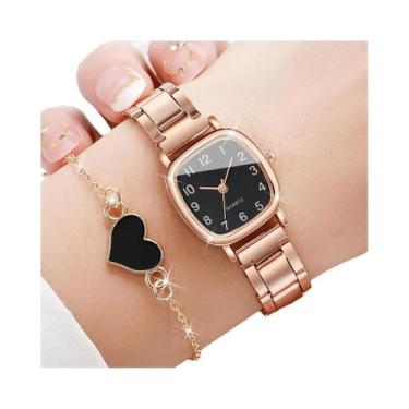 Imagem de Conjunto De Relógio De Quartzo Quadrado Feminino Com Pulseira De Aço I