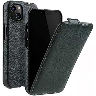 Imagem de EKESA Capa para Apple iPhone 14 Plus 6,7 polegadas 2022 Capa Folio Vertical, Padrão de Lychia Flip Vertical Premium Couro à Prova de Choque (Cor: Verde)