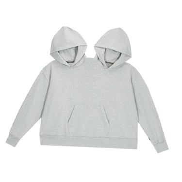 Imagem de kowaku Moletom de casal macio para duas pessoas, ideal para assistir filmes, uso casual no dia a dia e compras, Cinza