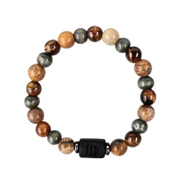 Imagem de Pulseira unissex com contas de olho de tigre do zodíaco | Pulseira de casal feita à mão para homens e mulheres | Presente de joias de amizade astrologia, One Size, Cristal, Sem Pedra Preciosa
