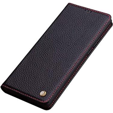 Imagem de ZEDEVB Coldre de capa de telefone flip luxuoso, capa fólio de couro genuíno à prova de choque para Apple iPhone 14 Plus 2022 [Proteção de tela e câmera] (Cor: D)