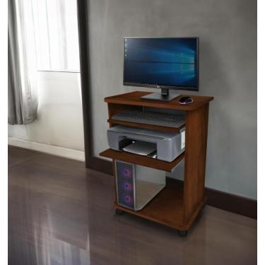 Imagem de Mesa de Computador 58cm - Duas prateleiras (Cor Amêndoa) - Bella Verce