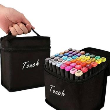Imagem de Conjunto De Canetas Marcador Permanente Ponta Dupla 60 Cores - TATUDEB