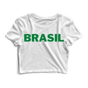 Imagem de Blusa Cropped Blusinha Camiseta Feminina Brasil - Goup Supply, Branco,