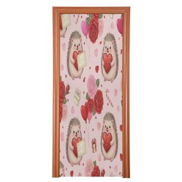 Imagem de Blueangle Capa elástica para porta do dia dos namorados - Faixa de porta frontal de tecido elástico para decoração de festa em casa ao ar livre (415)