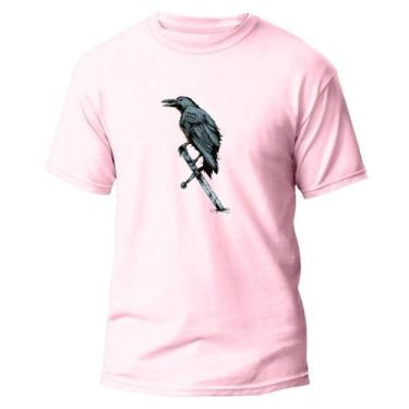 Imagem de Camiseta Básica Algodão Premium Estampa Digital Corvo Viking - Pavesi,