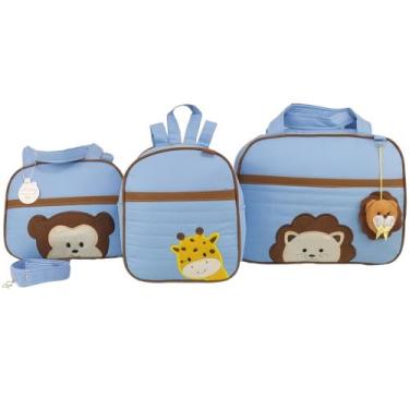 Imagem de Bolsa maternidade 3 peças safari azul - Let Baby Bolsas De Maternidade