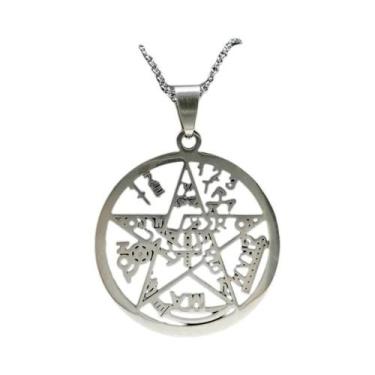 Imagem de Colar Unissex De Aço Inoxidável Com Pingente Pentagrama Tetragramatôni