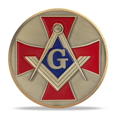 Imagem de Moeda do desafio do emblema maçônico dos cavaleiros | Medalhão de valor cavalheiresco e escudo sagrado | símbolo histórico do emblema maçônico de cavaleiros | Presentes comemorativos para