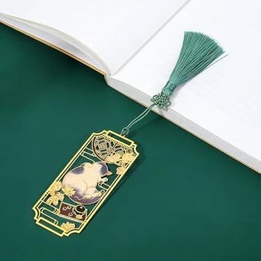 Imagem de 1 régua de marcador de livro de metal de latão com design vazado, presente cultural chinês clássico para amigo de livros - Estilo1
